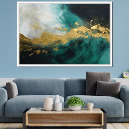 Emerald Tide with Golden Crest - NicheCanvas