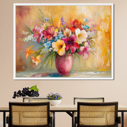 Sunlit Floral Vase Arrangement - NicheCanvas