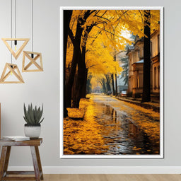 Autumn Leaves Along the City Road - NicheCanvas