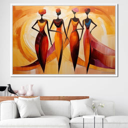 Golden Trio in Maroon Elegance - NicheCanvas