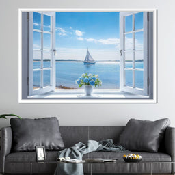 Azure Breeze Window View - NicheCanvas