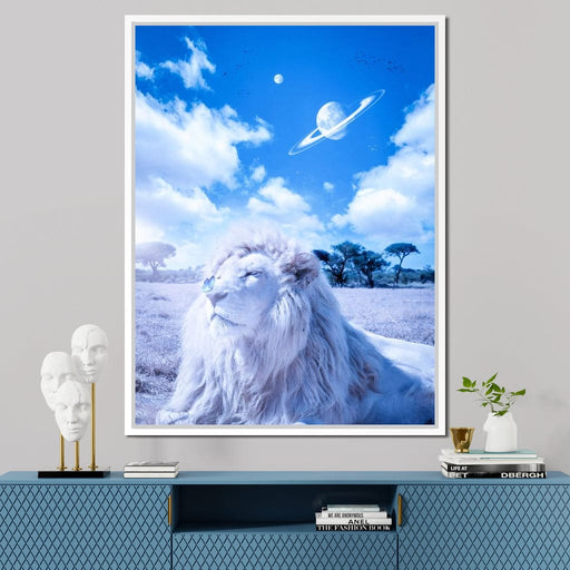 White Lion and Blue Butterfly - Gen Z Canvas Print
