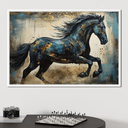 Gilded Teal Horse - NicheCanvas