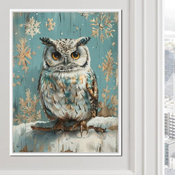 Winter Owls Golden Gaze - NicheCanvas