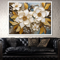 Golden Vortex of Organic Blooms - NicheCanvas