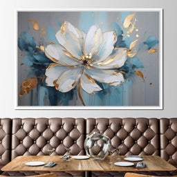 Golden Bloom in Turquoise Dream | NicheCanvas