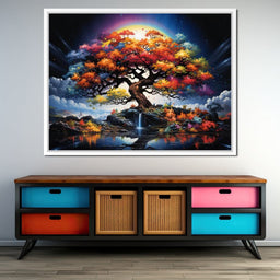Mystic Rainbow Tree Twilight - NicheCanvas