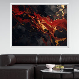 Red Gold and Black Abstraction - NicheCanvas