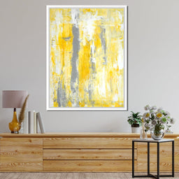 Grey & Yellow Abstract Art Painting - NicheCanvas