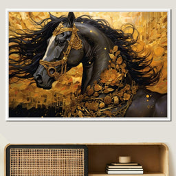 Gilded Black Horse - NicheCanvas