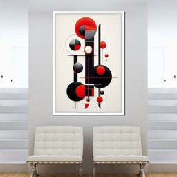 Architectural Symphony in Red and Charcoal - NicheCanvas