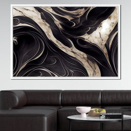 Luxury Abstract Marble in Black & White - NicheCanvas