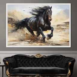 Stocky Black Horse - NicheCanvas