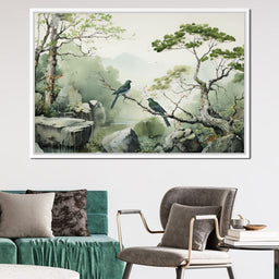 Misty Mountain Aviary Serene - NicheCanvas