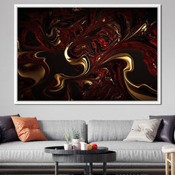The Marble-Lux Collection: Dark Red & Vibrant Gold 14 - NicheCanvas