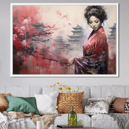 Geisha Amidst Blossoming Hues - NicheCanvas