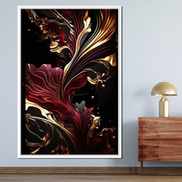 The Marble-Lux Collection: Dark Red & Vibrant Gold 02 - NicheCanvas