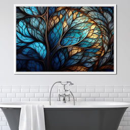 Mosaic Majesty in Beige and Sky Blue - NicheCanvas