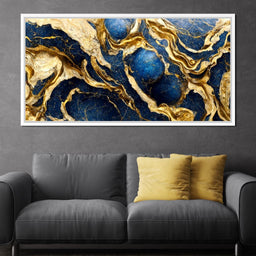 Luxury Abstract Marble in Gold & Blue - NicheCanvas