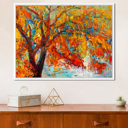 Red & Yellow Autumn Tree - NicheCanvas
