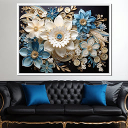 Golden Petals in Azure Nature - NicheCanvas