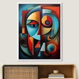 Scarlet, Sienna, and Mustard Cubism - NicheCanvas