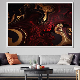 The Marble-Lux Collection: Dark Red & Vibrant Gold 15 - NicheCanvas
