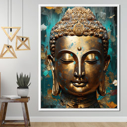 Golden Gaze of Buddha's Visage - NicheCanvas
