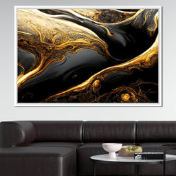 Luxury Abstract Marble in Black & Gold - NicheCanvas