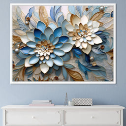 Floral Symphony in Blue & White - NicheCanvas