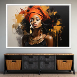 Black Gold Fashion Portrait - NicheCanvas