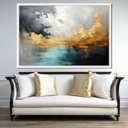 Gold and Teal Abstraction - NicheCanvas