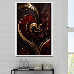 The Marble-Lux Collection: Dark Red & Vibrant Gold 05 - NicheCanvas