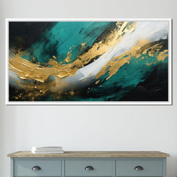 Emerald Currents with Gold - NicheCanvas