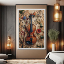 Violin Strings and Floral Notes - NicheCanvas