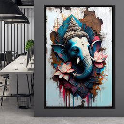 Blue Ganesh Portrait - NicheCanvas
