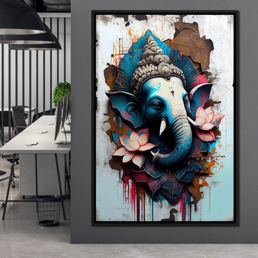 Blue Ganesh Portrait Canvas Print
