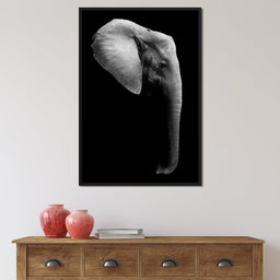 Black and White Elephant Head - NicheCanvas