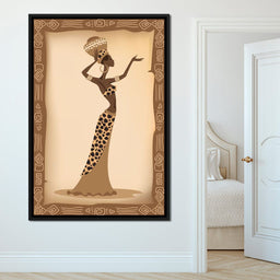 Traditional African Woman With Leopard Dress - NicheCanvas