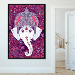 Hindu Lord Ganesha in Pink - NicheCanvas