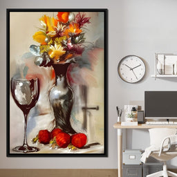 Abstract Wine & Flowers 02 - NicheCanvas