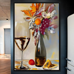 Abstract Wine & Flowers 05 - NicheCanvas