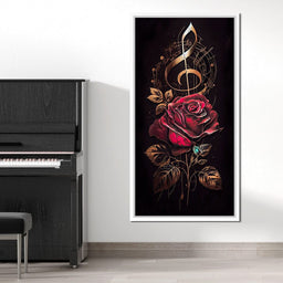 Red Rose & Musical Notes - NicheCanvas