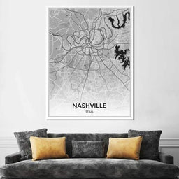 Map of Nashville, USA - NicheCanvas