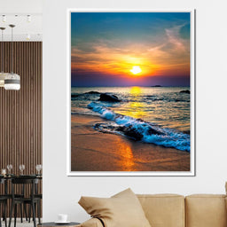 Black Sand Beach Sunset - NicheCanvas