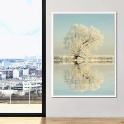 Winter Tree by the Lake - NicheCanvas