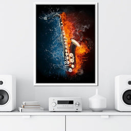 Fire & Water Saxophone - NicheCanvas