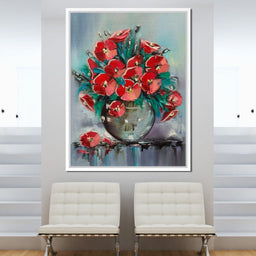 Vase with Poppies - NicheCanvas