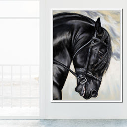 Black Friesian Horse - NicheCanvas