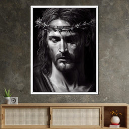 Black & White Jesus Portrait - Neal Hackett - NicheCanvas